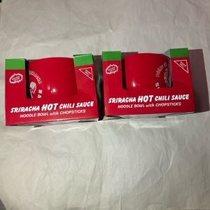 2 x Sriracha hot chili sauce bowl with chopsticks set